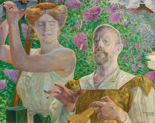 Self-portrait with muse and buddleia - Jacek Malczewski — artwork view