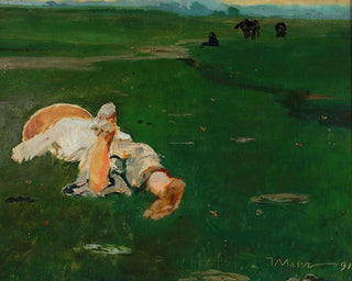 Girl of a shepherd in a meadow - Jacek Malczewski — artwork view
