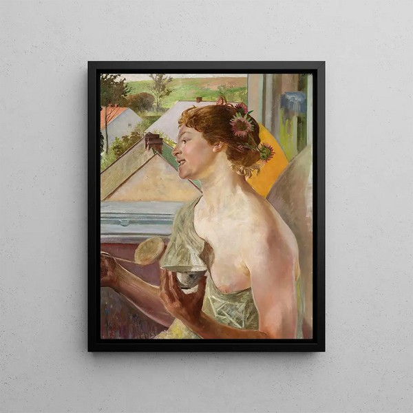 Soap Bubbles Woman with a Cup - Jacek Malczewski — framed artwork on a wall