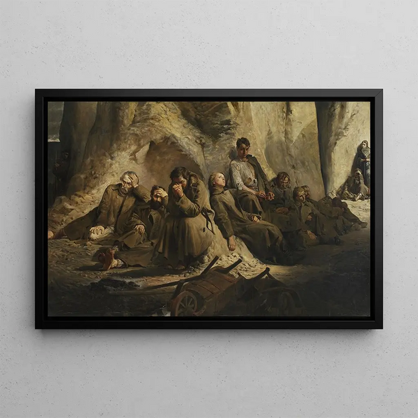 Sunday at the mine, rest at the mine - Jacek Malczewski — framed artwork on a wall