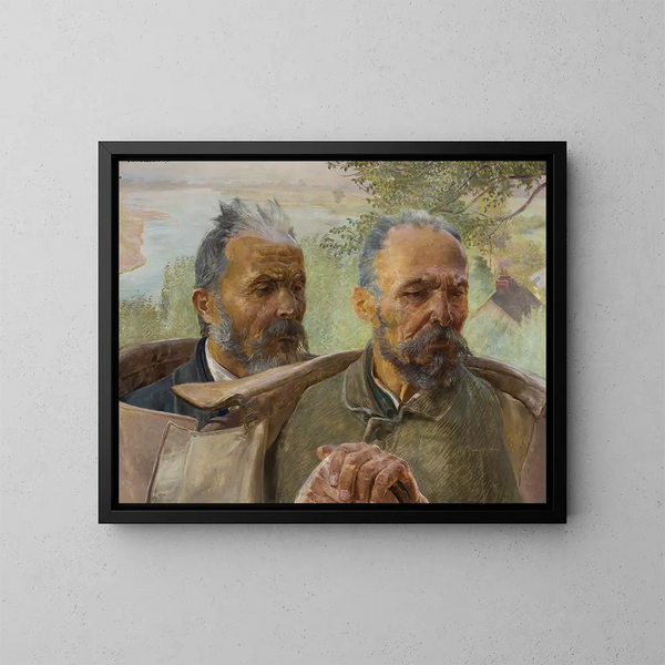 Two Old Men Heads - Jacek Malczewski — framed artwork on a wall