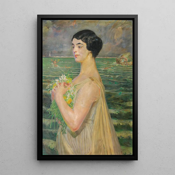 Femme au bord de la mer - Jacek Malczewski — framed artwork on a wall
