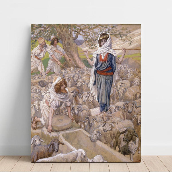Reproduction of the painting Jacob and Rachel at the Well - James Tissot