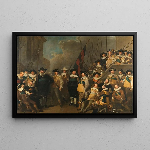 ficers and other civic guards of the 5th district of Amsterdam under the command of Captain Cornelis de Graeff and Lieutenant Hendrick Lauwrensz - Jacob Adriaensz Backer — framed artwork on a wall