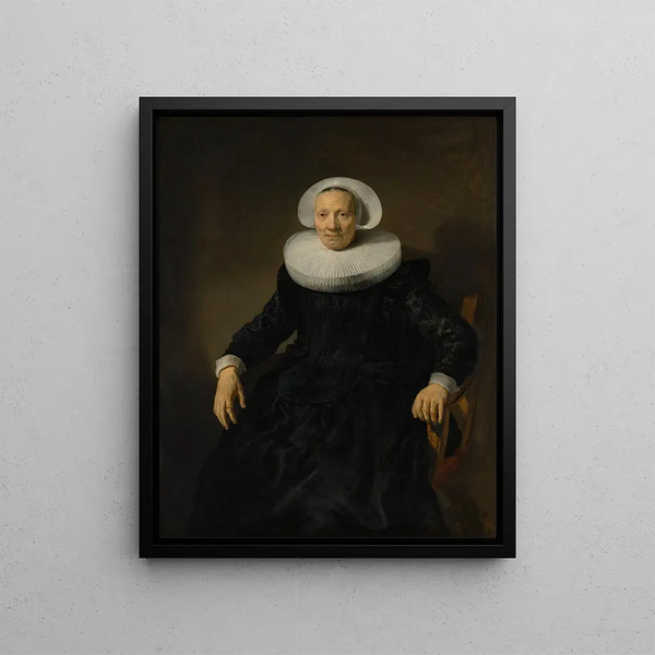 Old woman in an armchair - Jacob Adriaensz. Backer — framed artwork on a wall
