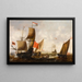 Dutch ships painting by rough sea off the coast of Amsterdam - Jacob Adriaensz Bellevois — framed artwork on a wall