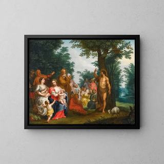 Saint Jean-Baptiste prêchant - Jacob Andries Beschey — framed artwork on a wall