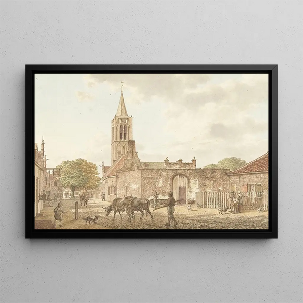 Street scene in Beverwijk - Jacob Cats — framed artwork on a wall