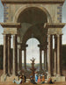 a classic portico with an elegant company gathered around a fountain - Jacob Ferdinand Saeys — artwork view