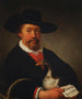 a man wearing a hat and holding a goose and a letter - Jacob Gerritsz. Cuyp — artwork view