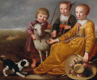 Three children with a goat and a dog in a landscape - Jacob Gerritsz Cuyp — artwork view