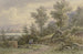 View of the forest over a village and mountains - Jacob Hoffmann — artwork view