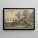 View of the forest over a village and mountains - Jacob Hoffmann — framed artwork on a wall