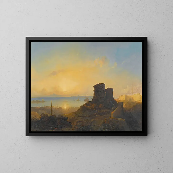 Château des croisés sur la côte ottomane - Jacob Jacobs — framed artwork on a wall