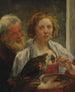 a bearded man and a woman with a parrot, an unrequited love - Jacob Jordaens — artwork view