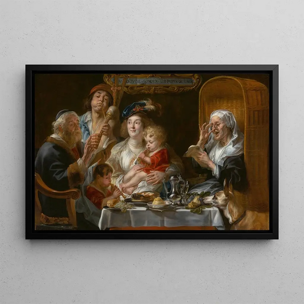 Like the old men sang, so the young men play the flute - Jacob Jordaens — framed artwork on a wall