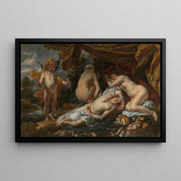 Cupidon et Psyché - Jacob Jordaens — framed artwork on a wall