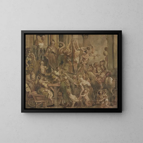 Flagellation des coupables - Jacob Jordaens — framed artwork on a wall