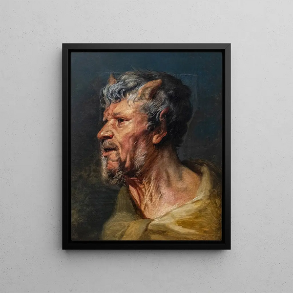 Head of Fauna - Jacob Jordaens — framed artwork on a wall