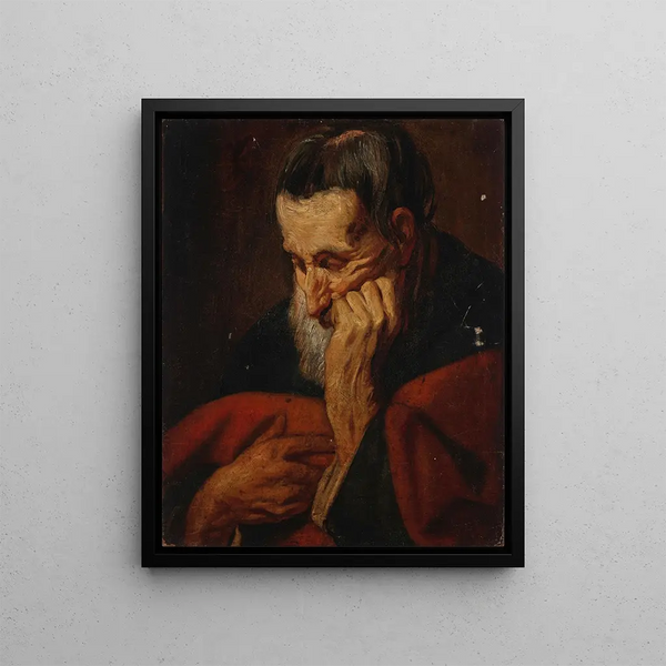 Head of a bearded man, perhaps an apostle - Jacob Jordaens — framed artwork on a wall
