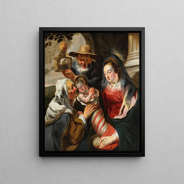 Holy Family with Saint Anne - Jacob Jordaens — framed artwork on a wall