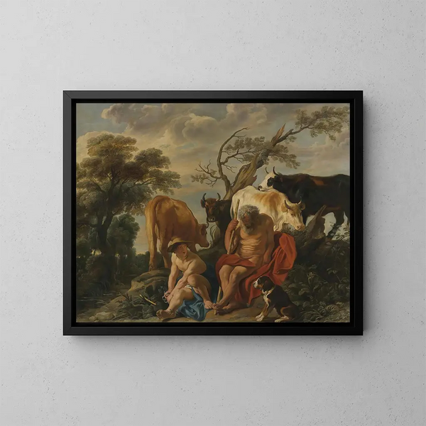 Mercury and Argus - Jacob Jordaens — framed artwork on a wall