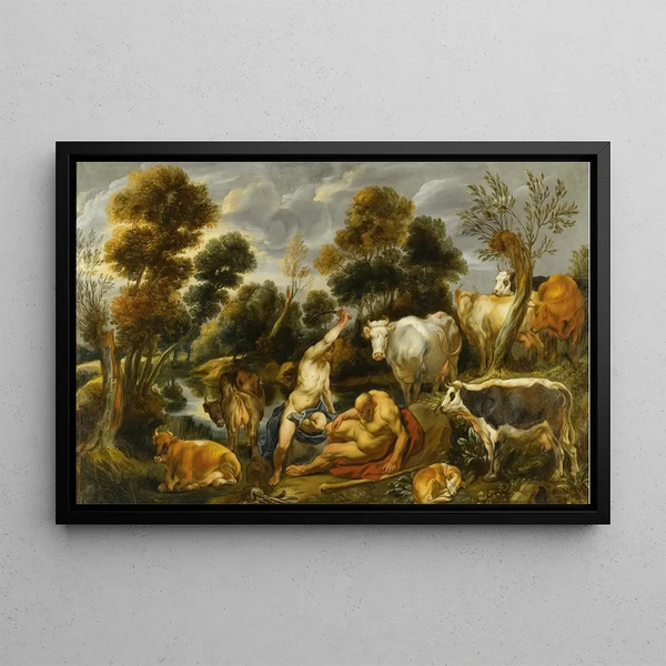 Mercury, Argus and Io - Jacob Jordaens — framed artwork on a wall