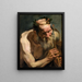 Old satyr holding a flute - Jacob Jordaens — framed artwork on a wall
