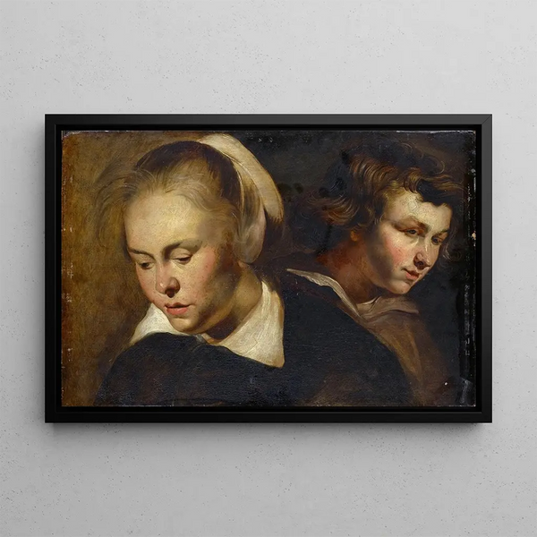 Study of Heads - Jacob Jordaens — framed artwork on a wall