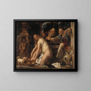 Susanne et les vieillards - Jacob Jordaens — framed artwork on a wall