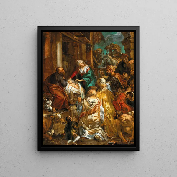 L'Adoration of the Magi - Jacob Jordaens — framed artwork on a wall