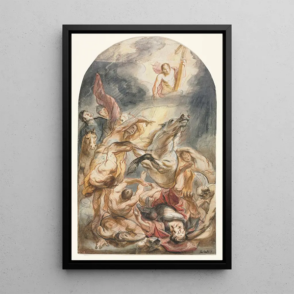 La Conversion de Saul avec le Christ et la croix - Jacob Jordaens — framed artwork on a wall
