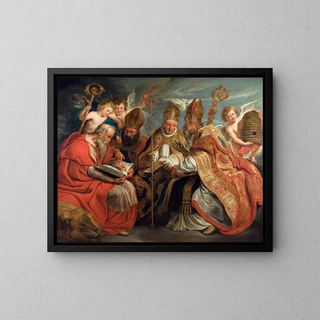Les quatre Pères de l'Église latine - Jacob Jordaens — framed artwork on a wall