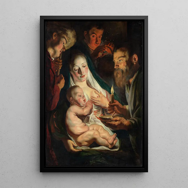 La Sainte Famille avec les bergers - Jacob Jordaens — framed artwork on a wall