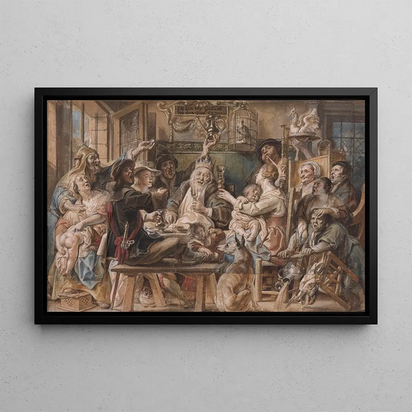 The King Drinks - Jacob Jordaens — framed artwork on a wall