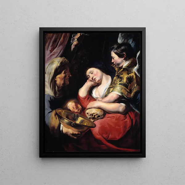La Tentation de la Madeleine - Jacob Jordaens — framed artwork on a wall