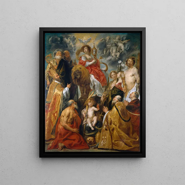 La vénération de l'Eucharistie - Jacob Jordaens — framed artwork on a wall