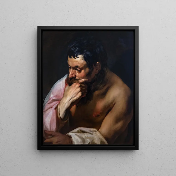 The Thinker or the Fauna in Meditation - Jacob Jordaens — framed artwork on a wall