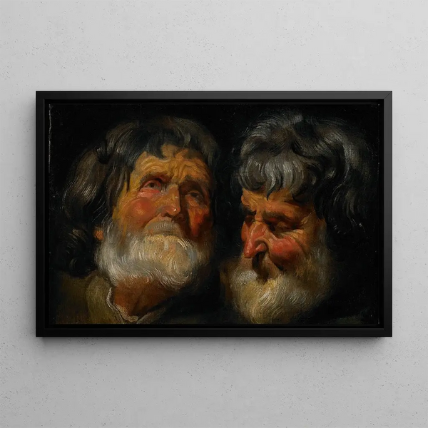 Deux études de la tête d'un vieil homme - Jacob Jordaens — framed artwork on a wall