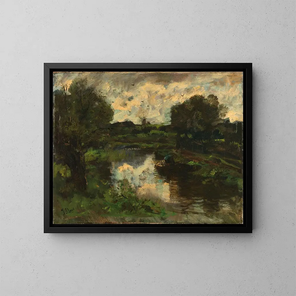 A landscape of polders after a storm - Jacob Maris — framed artwork on a wall
