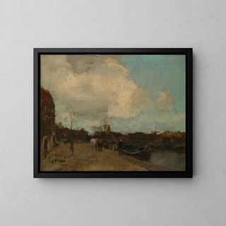 Canal Edge Painting - Jacob Maris — framed artwork on a wall