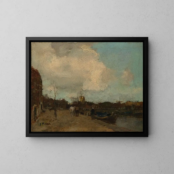 Canal Edge Painting - Jacob Maris — framed artwork on a wall