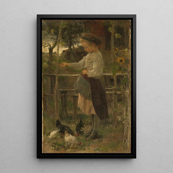 Nourrir les poules - Jacob Maris — framed artwork on a wall