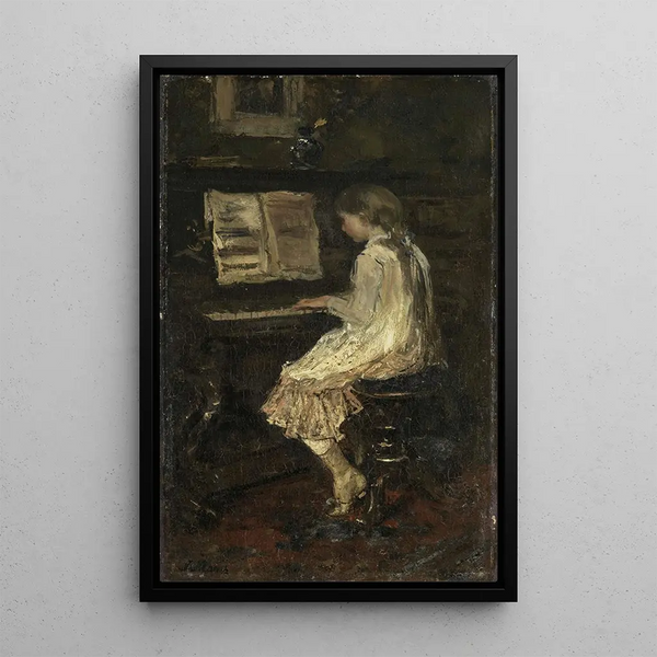 Girl at the Piano - Jacob Maris — framed artwork on a wall