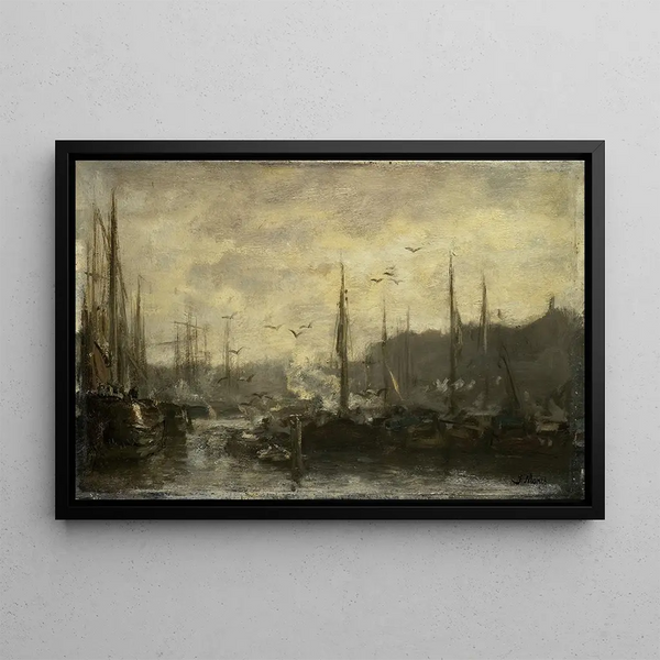 View of the Port - Jacob Maris — framed artwork on a wall