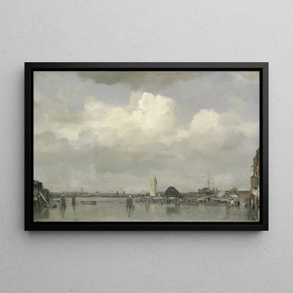 View of the Port - Jacob Maris — framed artwork on a wall