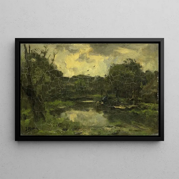 Landscape with Boat - Jacob Maris — framed artwork on a wall