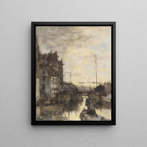Urban Night Landscape Painting - Jacob Maris — framed artwork on a wall