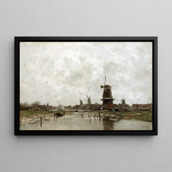 Les cinq moulins - Jacob Maris — framed artwork on a wall