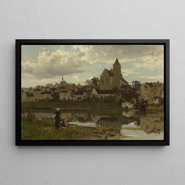 View at Montigny-sur-Loing - Jacob Maris — framed artwork on a wall